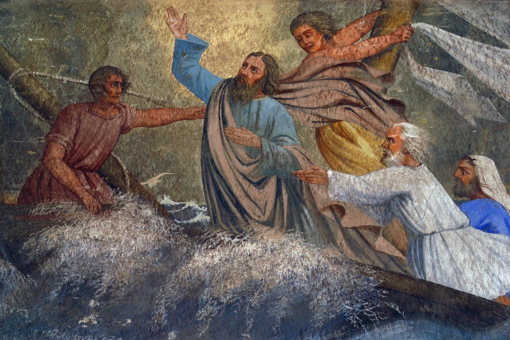 Фреска: Иисус успокаивает море во время шторма